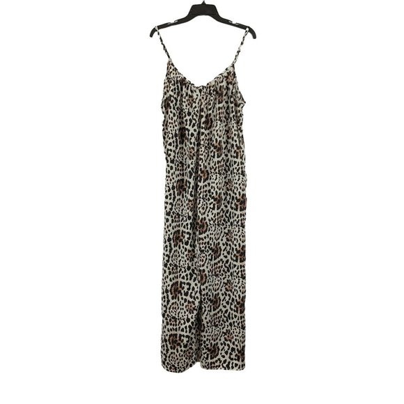 Leopard Print Spaghetti Strap Jumpsuit Size Large - Picture 2 of 4